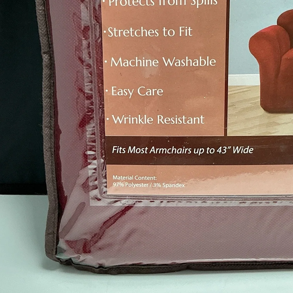 New Dawson Collection Burgundy Stretch Twill Armchair Slipcover Fits to 43